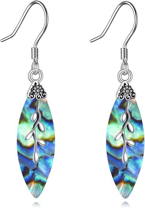 POPLYKE 925 Sterling Silver Tree of Life Dangle Earrings for Women Fashion Abalone Shell Jewelry Gifts for Mom Sister Friend Birthday