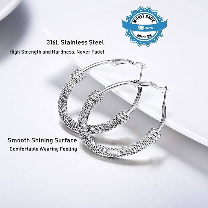 PROSTEEL 30/40/60/80/100mm Chunky Hoop Earrings For Women Gold Plated/Black Stainless Steel Hoops Earrings Statement Jewelry