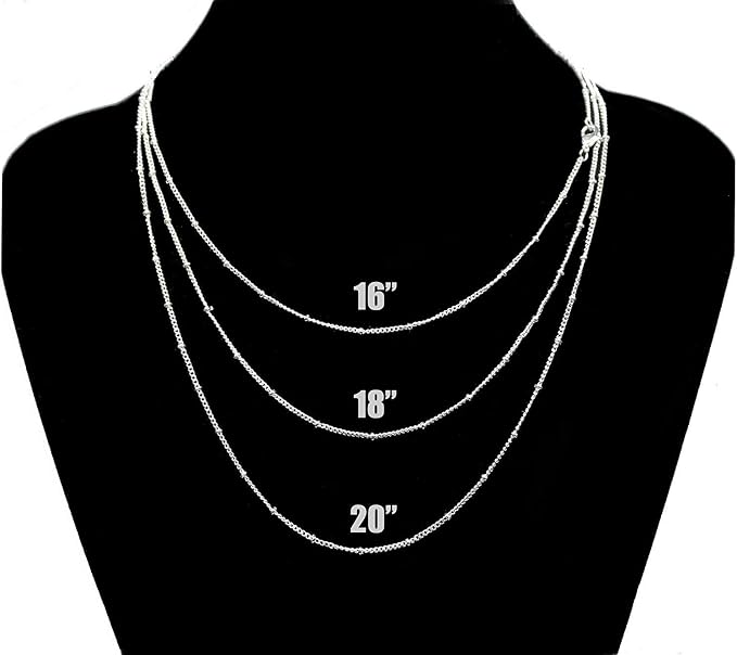 12PCS Silver Plated Brass Curb Chain Satellite Beaded Chains Bulk for Jewelry Making (18 Inch(1.5mm))