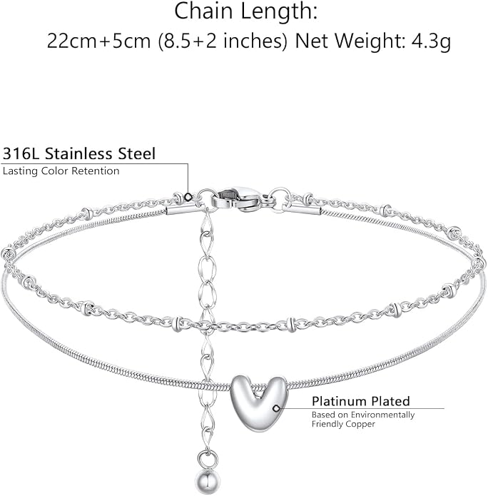 ChainsProMax Initial Ankle Bracelets for Women, Waterproof Anklets Bracelet Adjustable Summer Beach Women Foot Jewelry, Stainless Steel/Gold Plated-Send Gift Box/Letter A-Z