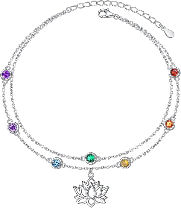 Yearace Anklet for Women S925 Sterling Silver Adjustable Foot Beaded Chain Lotus Flower Claddagh Dragonfly Witches Knot Ankle Bracelet Summer Beach Anklets Jewelry Gift