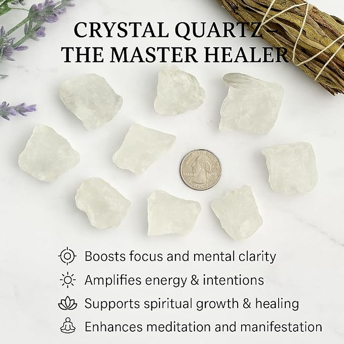 Large 1.25-2.0” Natural Clear Quartz Raw Crystals Stones for Meditation, Chakra, Reiki, Crystal Grid, Energy Work, Wire Wrapping, Tumbling & Spiritual Home Decor