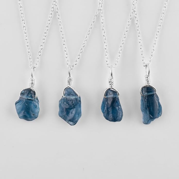 Sliver Pendant Necklace for Women Raw Tanzanite Gemstone, Handmade Jewelry Healing Crystal December Birthstone, Rhodium Plated 925 Sterling Silver Chain 18" Birthday Christmas Day Gifts