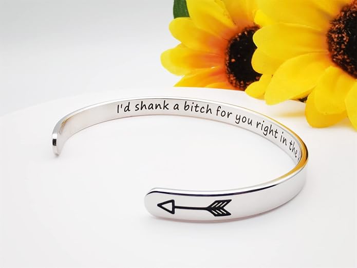 Dczosily Inspirational Bracelets for Women Stainless Steel Cuff Bracelet Engraved Jewelry Motivational Bangles Personalized Gifts for Best Friend/Mom