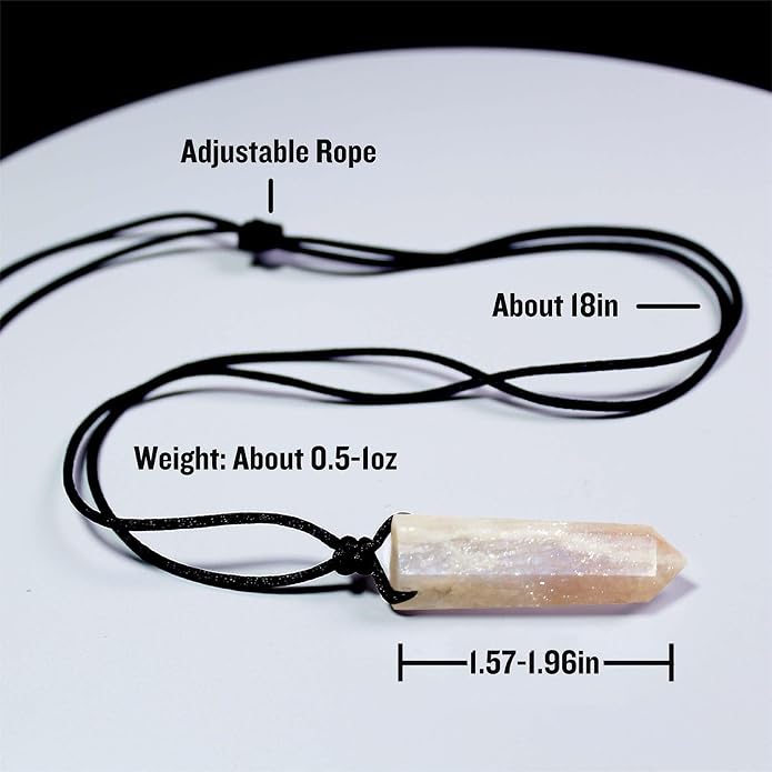 Runyangshi Healing Crystal Pendants, Single Pointed Natural Crystal Quartz Necklace 6 Faceted Chakra Crystal Wand Stone Reiki Energy