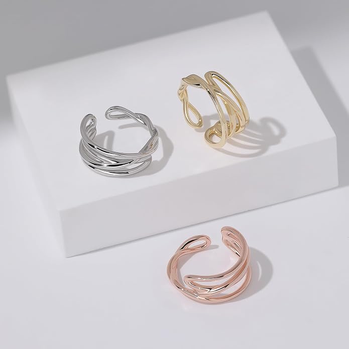Meissa Gold Thumb Rings for Women Girls Statement Ring Hammered Chunky Band Rings Fashion Wide Band Stackable Index Finger Ring Size Adjustable