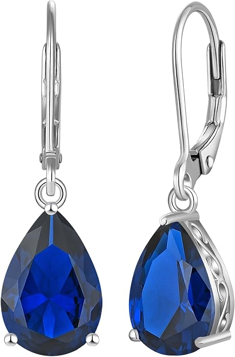 YL Solitaire Dangle Drop Earrings Teardrop Leverback Earrings Brass 8X12 MM Birthstone Jewelry for Women