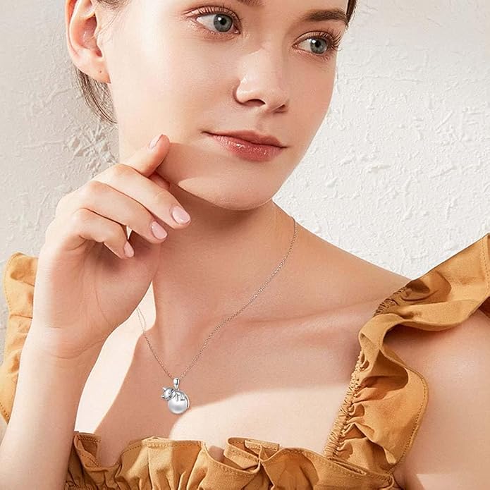 Cat Necklace Sterling Silver Cat Zircon Pendant Gothic Jewelry for Women Animal Lovers Gifts