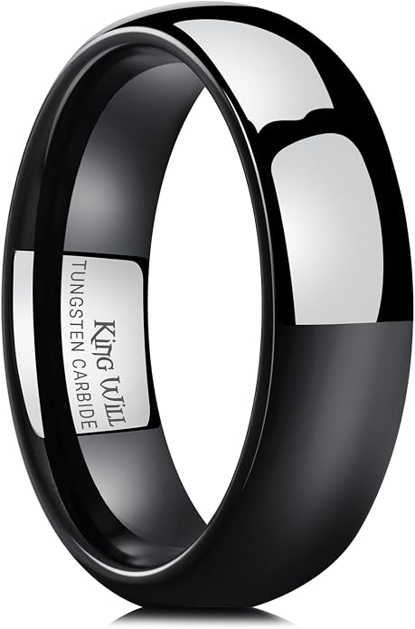 King Will Tungsten Carbide Wedding Band for Men Women Promise Rings for Couples Domed High Polish