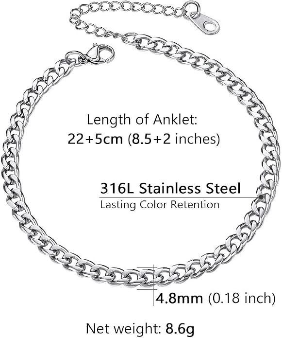 PROSTEEL Gold/Silver Anklets for Women Waterproof, 14K Gold Plated Ankle Bracelet Non Tarnish, Jewelry Gifts Adjustable