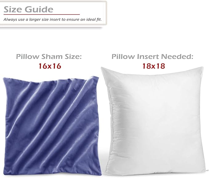 Nestl Throw Pillow Covers, Cozy Velvet Decorative Outdoor Pillow Covers 16 x 16 Inches, Soft Solid Cushion Covers for Sofa, Bed and Car, Set of 2 - Calm Blue