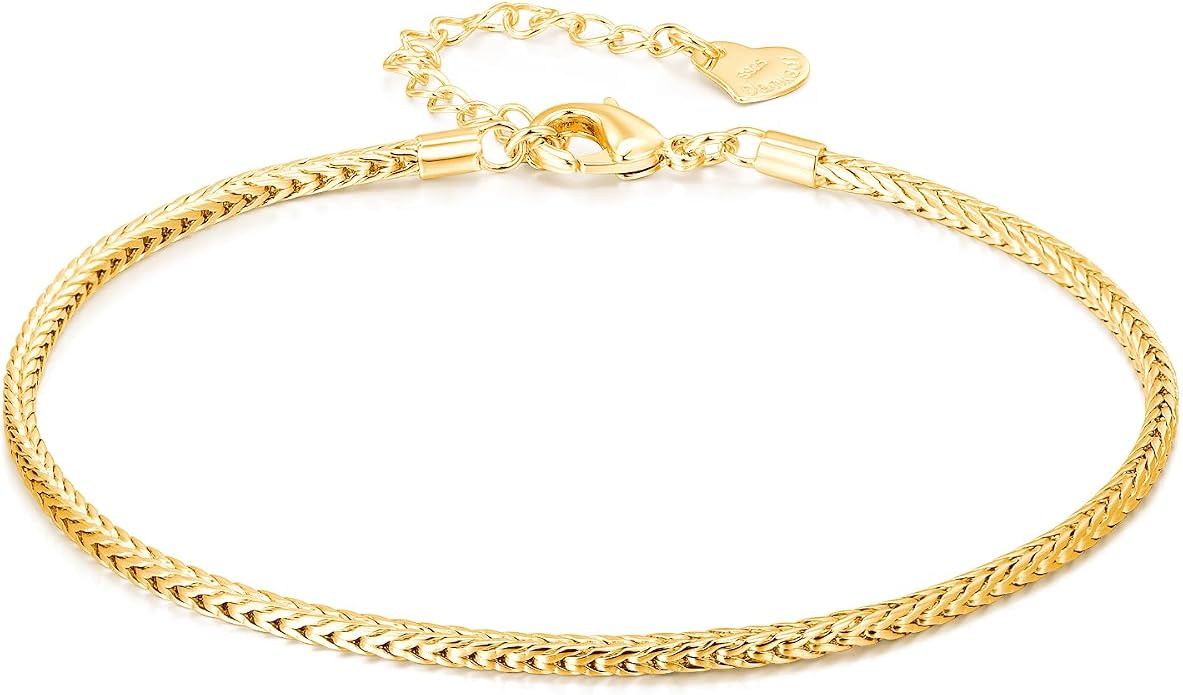 Dankadi Women 925 Sterling Silver Anklets Bracelet Men Simple Chopin/Box Chain/Twist Rope Chain Summer Beach Foot 24k Gold Plated Jewelry Gift