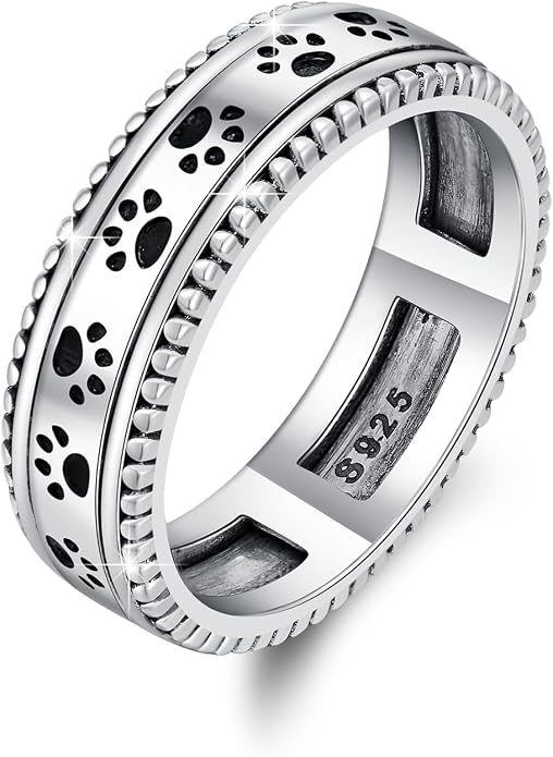 PARAFO Anxiety Fidget Rings Men Women 925 Sterling Silver Fidget Rings Relieve Stress Gift Jewelry Gifts for Men Women