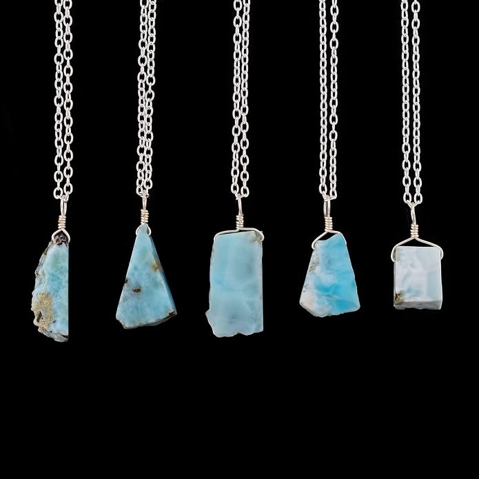 Raw Gemstone Dainty Pendant Necklace for Women, Natural Birthstone Handmade Jewelry, Healing Chakra Crystal, Silver Plated Chain 18" Birthday Gift for Her