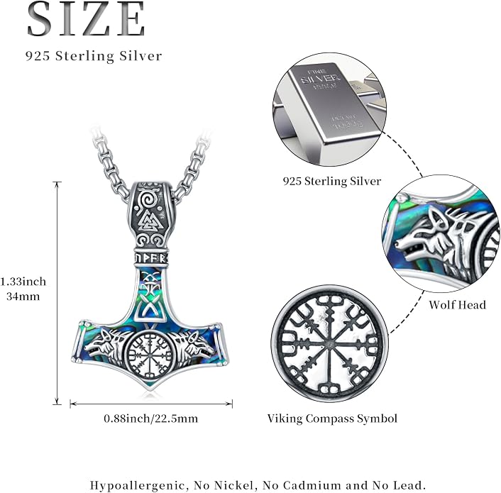 Viking Necklace for Men 925 Sterling Silver Viking Norse Pagan Jewelry Gifts for Women