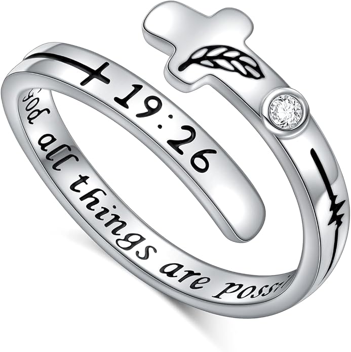 Ladytree Feather Angel Wings Adjustable Memorial Dainty Sterling Silver Open Thumb Ring for Women Men Loss of Mom Dad Daughter Loved Ones Mother's Day Sympathy Memory Jewelry Gifts