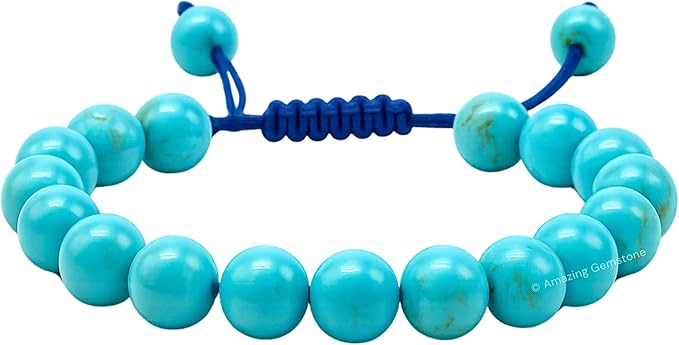 Amazing Gemstone Turquoise Bracelet for Women Men's Gifts - Protection Healing Crystal Bracelet - 8mm Gemstone Beaded Adjustable Bracelet