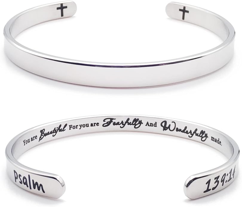 Dczosily Inspirational Bracelets for Women Stainless Steel Cuff Bracelet Engraved Jewelry Motivational Bangles Personalized Gifts for Best Friend/Mom