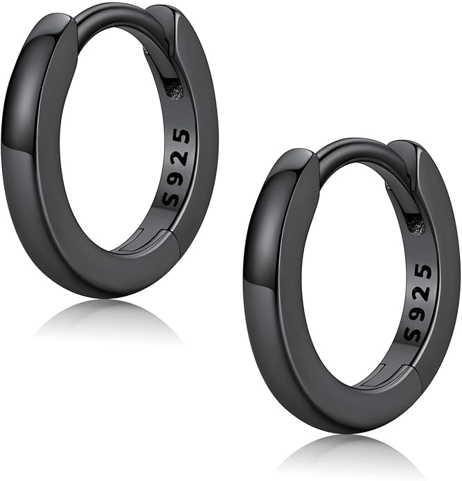 FaithHeart 925 Sterling Silver Huggie Hoop Earrings, Silver Small Hoop Earring for Women, 14K Gold/Black/Rose Gold Hypoallergenic Cartilage Earrings for Women 6/8/10/12/14/16/18/20mm