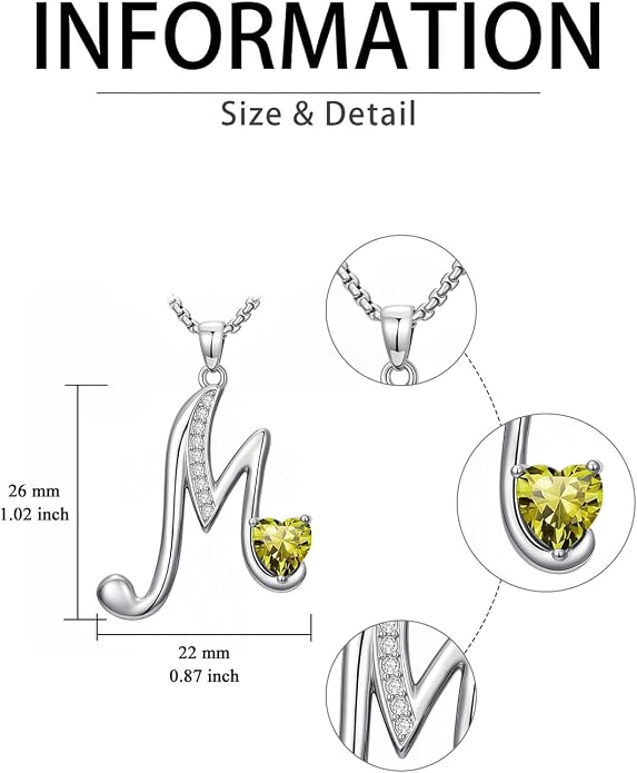 Birthday Gifts for Women Alphabet A to Z Initial Birthstone Pendant Necklaces for Women - 18k White Gold Plated Personalized Name Jewelry Anniversary Graduation Gifts for Wife Her Daughter Girlfriend(with Gift Box)