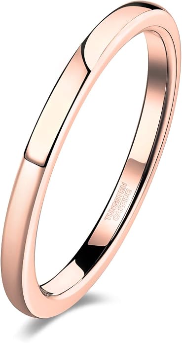 TRUMIUM 2mm 4mm 6mm 8mm Tungsten Wedding Band Ring for Men Women Silver/Rose Gold Plated/Rainbow/Gold Plated Domed High Polish Engagement Promise Rings Comfort Fit 4-15