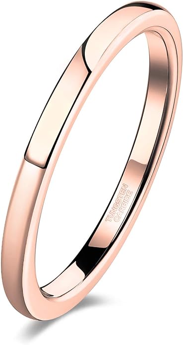TRUMIUM 2mm 4mm 6mm 8mm Tungsten Wedding Band Ring for Men Women Silver/Rose Gold Plated/Rainbow/Gold Plated Domed High Polish Engagement Promise Rings Comfort Fit 4-15
