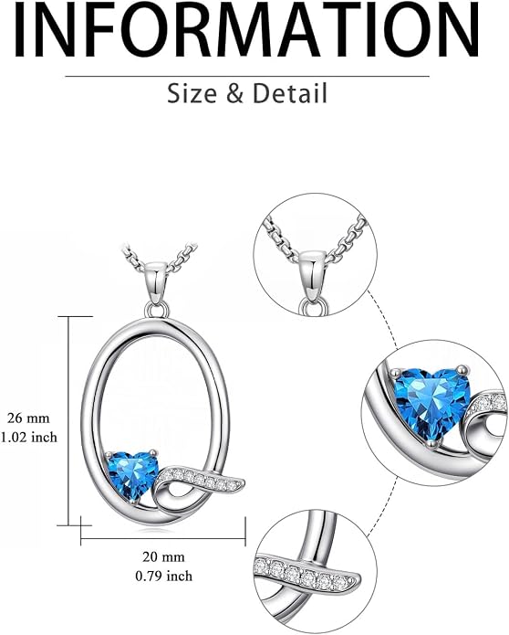 Birthday Gifts for Women Alphabet A to Z Initial Birthstone Pendant Necklaces for Women - 18k White Gold Plated Personalized Name Jewelry Anniversary Graduation Gifts for Wife Her Daughter Girlfriend(with Gift Box)
