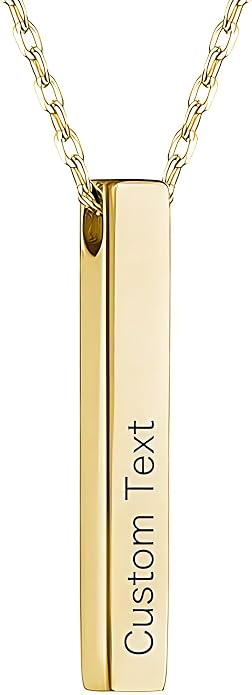 Custom Name Necklace Personalized 3D Engraved Bar 18K Gold Plated Necklace Father's Day Gifts Customized Name Jewelry Gift for Women Men