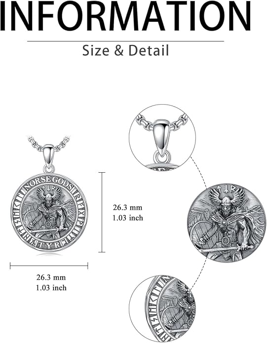 Viking Necklace for Men Women 925 Sterling Silver Norse Jewelry Fathers Mothers Day Anniversary Birthday Gifts for Mom Dad Husband Brother (with Gift Box)