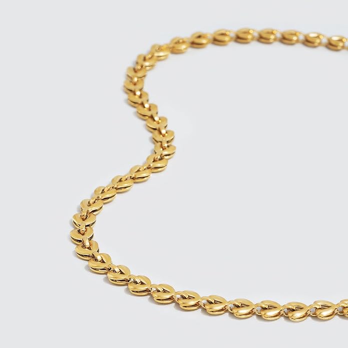 Dremmy Studios Dainty Gold Choker Necklace for Women 14K Gold Plated Coin Disc Figaro Layered Beaded Flat Mariner Sideways Cross Wishbone Link Clavicle Necklaces