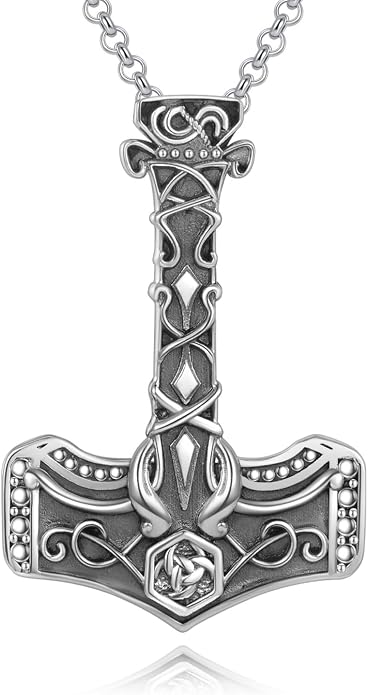 Tetragrammaton/Thors Hammer/Viking Axe/Jewish/Yahweh Necklace for Men 925 Sterling Silver Viking Norse Pagan Jewelry Gifts for Women