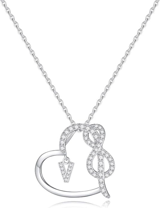 Infinity Heart Necklaces for Women, S925 Sterling Silver Initial Necklace Womens Jewelry Mothers Day Gifts Girls Valentines Gifts for Her Christmas Birthday Gifts for Women Mom Wife Girlfriend