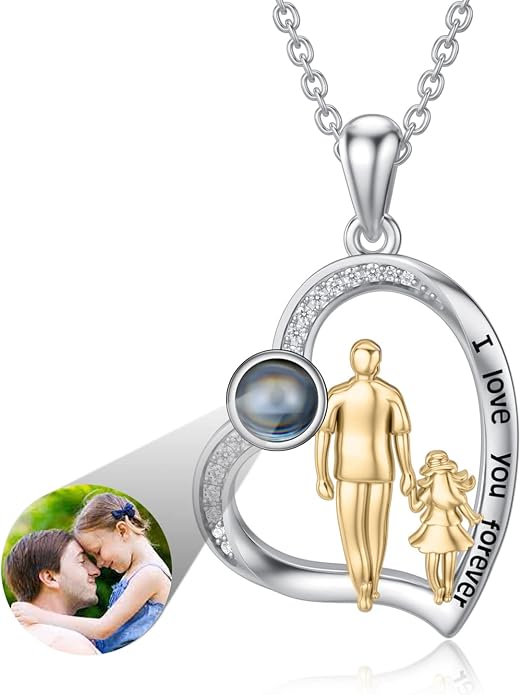 PROESS S925 Sterling Silver Daughter Heart Pendant Necklace from Dad Mom I Love You Forever Jewelry