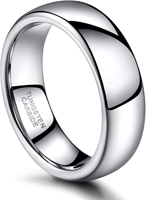 TRUMIUM 2mm 4mm 6mm 8mm Tungsten Wedding Band Ring for Men Women Silver/Rose Gold Plated/Rainbow/Gold Plated Domed High Polish Engagement Promise Rings Comfort Fit 4-15