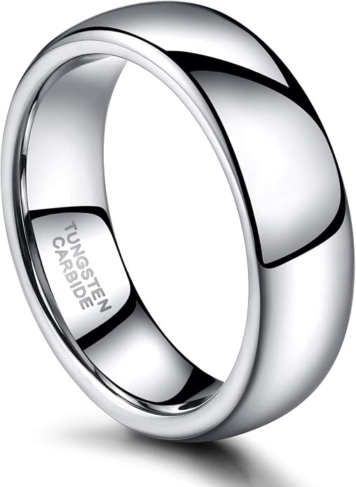 TRUMIUM 2mm 4mm 6mm 8mm Tungsten Wedding Band Ring for Men Women Silver/Rose Gold Plated/Rainbow/Gold Plated Domed High Polish Engagement Promise Rings Comfort Fit 4-15