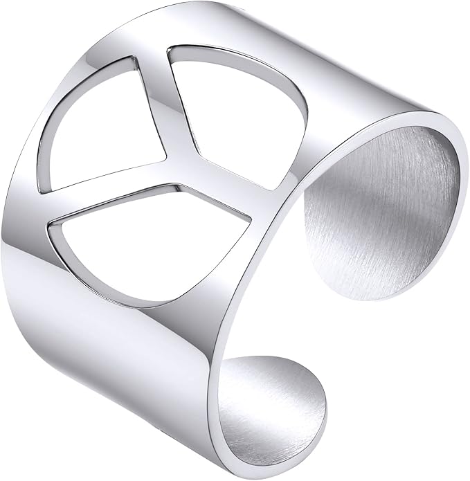 KeyStyle Bold Initial Letter Rings Adjustable, GoldChic Jewelry Women Gold Statement Ring Personalized Engraved Women’s Open Signet Ring for Party (Gold, White Gold, Black)