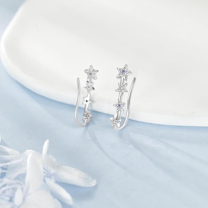 leaf/cherry blossom/purple orchid/celtic knot earrings Ear Climber Crawler Cuff Sterling Silver Wrap Earrings for Women
