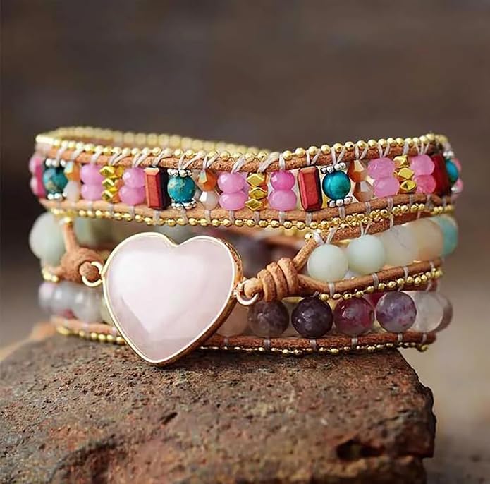 Women Wrap Bracelets Boho Natural Stone Jasper Turquoises Strand Bracelet Jewelry Collection