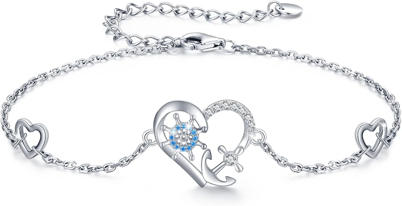 MEDWISE Multicolor Anchor Bracelets 925 Sterling Silver Anchor Jewelry Nautical Adjustable Bracelets Navy Wife Jewelry Gifts for Women Daughter Christmas Gifts 2025