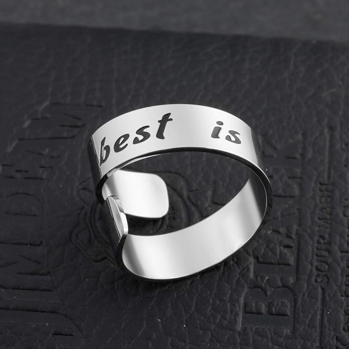 Inspirational Motivational Adjustable Ring Personalized Stainless Steel Spiral Wrap Twist Rings Encouragement Statement Graduation Jewelry Birthday Gifts for Women Teengirls.