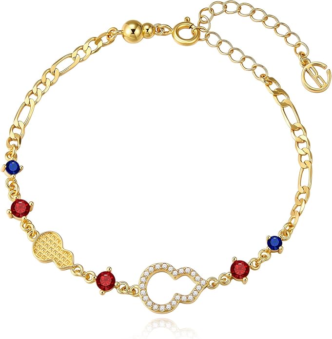 Cicy Bell Evil Eye Bracelets 18k Gold Plated Turquoise Zirconia Link Bracelets Trendy Jewelry Gift for Women Adjustable 5.9" with 1.9'' Extender