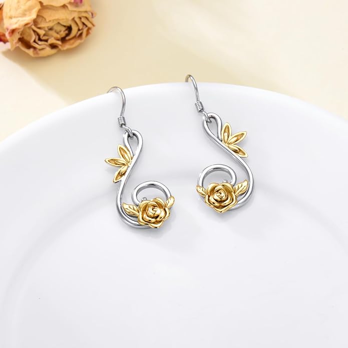 Midari Heart Dangle Earrings 925 Sterling Silver Leverback Drop Earrings Teacher Music Art Jewelry Gifts for Women Students Apple/Guitar/Palette/Note Design