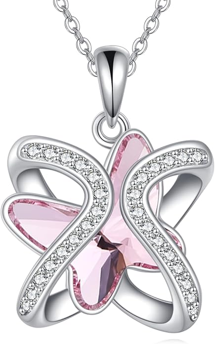 Crystal Necklace 925 Sterling Silver Crystal Pendant Necklace for Women Gift for Women