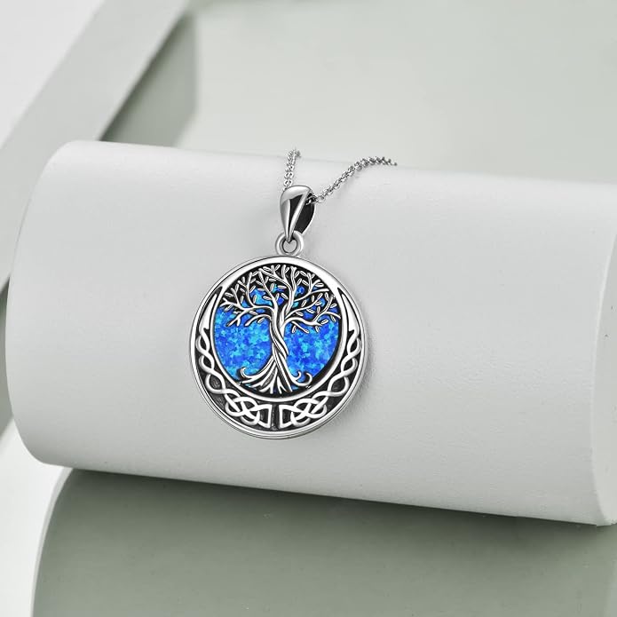 ONEFINITY Tree of Life Necklace 925 Sterling Silver Abalone Shell Celtic Knot Pendant Necklace for Women Jewelry