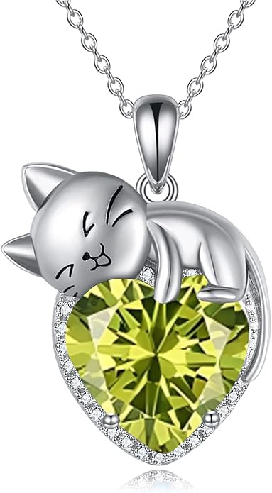 Cat Necklace Sterling Silver Cat Zircon Pendant Gothic Jewelry for Women Animal Lovers Gifts