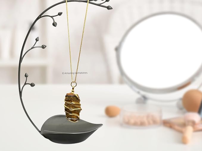 Amazing Gemstone Tiger Eye Crystal Necklace for Women - Premium Raw Healing Crystals for Gifts for Mom, Mothers, Teen Girls and Girlfriend