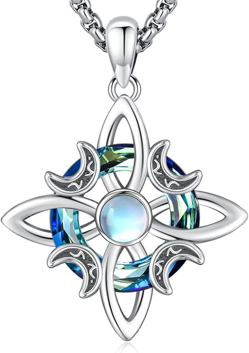 Pentagram/Celtic Knot/Witches Knot/Santa Muerte/Triple Moon Goddess/Baphomet/Hecate Necklace Sterling Silver Magic Wiccan Amulet Pagan Jewelry for Women Men