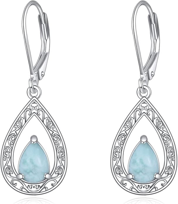 VONALA Dangle Earrings 925 Sterling Silver Opal Larimar Lapis Sapphire Turquoise Moss Agate Crystal Dangling Earrings Jewelry Gift for Women