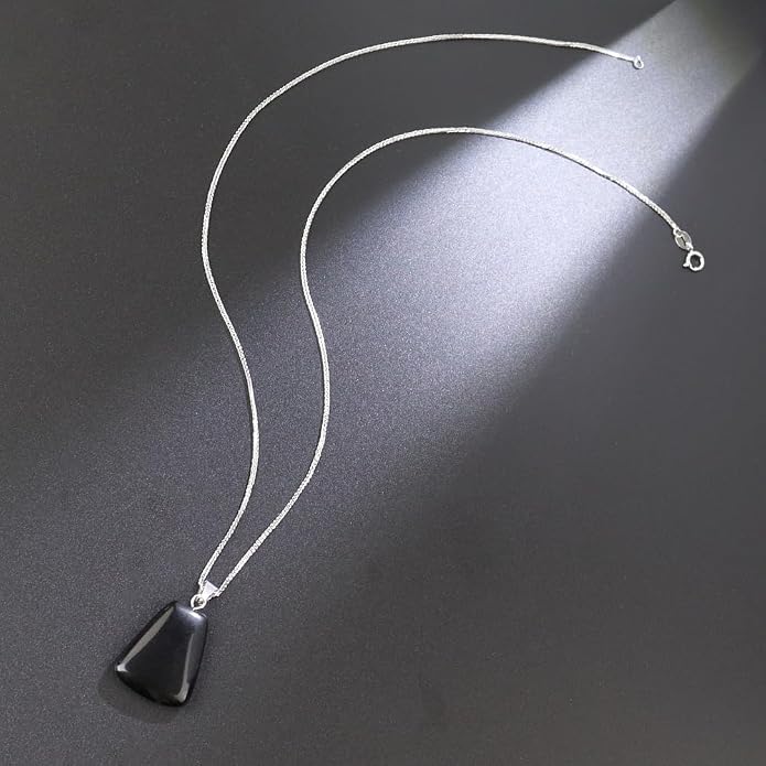 iSTONE 925 Sterling Silver Natural Crytral for Womens Pendant Necklace, Gemstone Birthstone with 17.8" Silver Chain Ladies