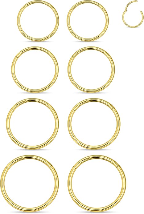 20G 18G 16G 14G 12G 10G 8G 6G Nose Rings Hoops 316l Surgical Steel Clicker Septum Lip Ring Tragus Helix Daith Rook Conch Snug Cartilage Lobe Earrings Hoop Piercing Jewelry For Women Men